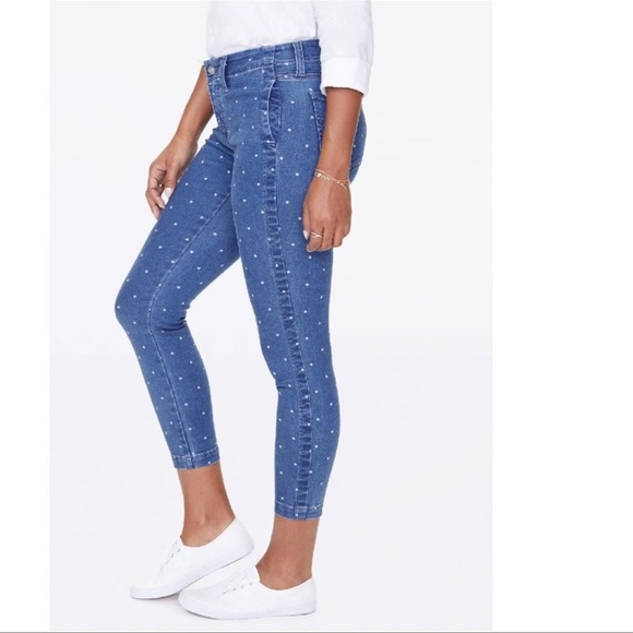 NYDJ Amy Ankle Skinny jeans with welt pockets blue polka dot size 6 denim - Picture 2 of 8